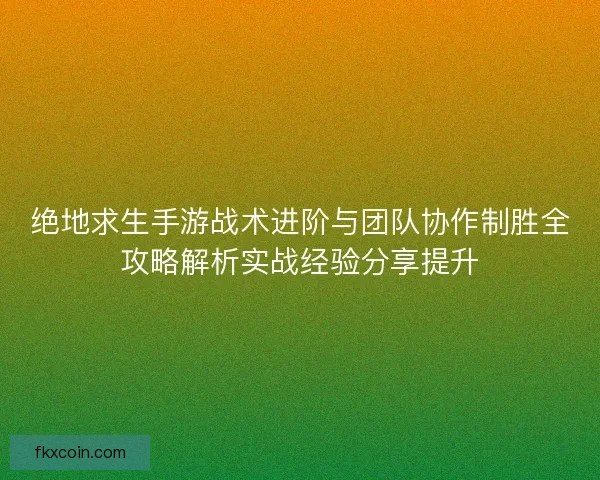 绝地求生手游战术进阶与团队协作制胜全攻略解析实战经验分享提升