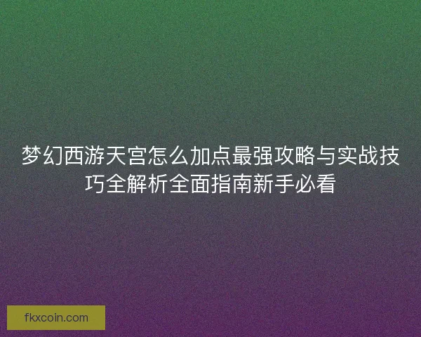 梦幻西游天宫怎么加点最强攻略与实战技巧全解析全面指南新手必看